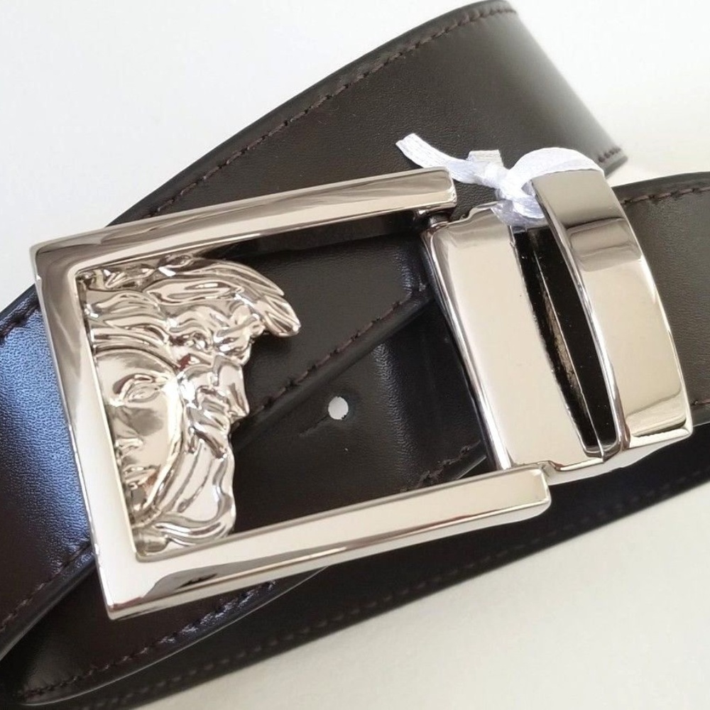 NEW Versace Collection Logo Leather belt Brown - Picture 4 of 8